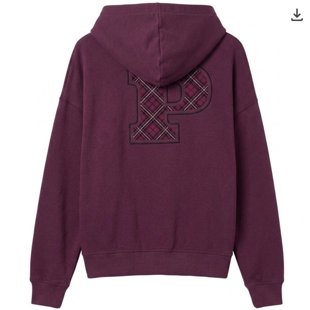 Victoria’s Secret Pink Pull Over Hoodie Varsity Ivy Logo Burgundy szM